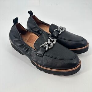 Vionic‎ Cynthia Loafer Dress Shoes Chain Accent Comfort Black Leather Size 7